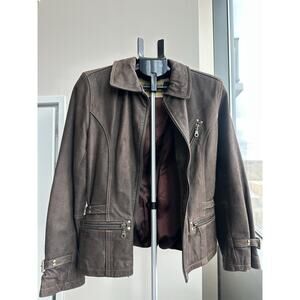 Vintage Lloyd Elliot Country Club Brown Leather Zip Buckle Biker Jacket Women’s